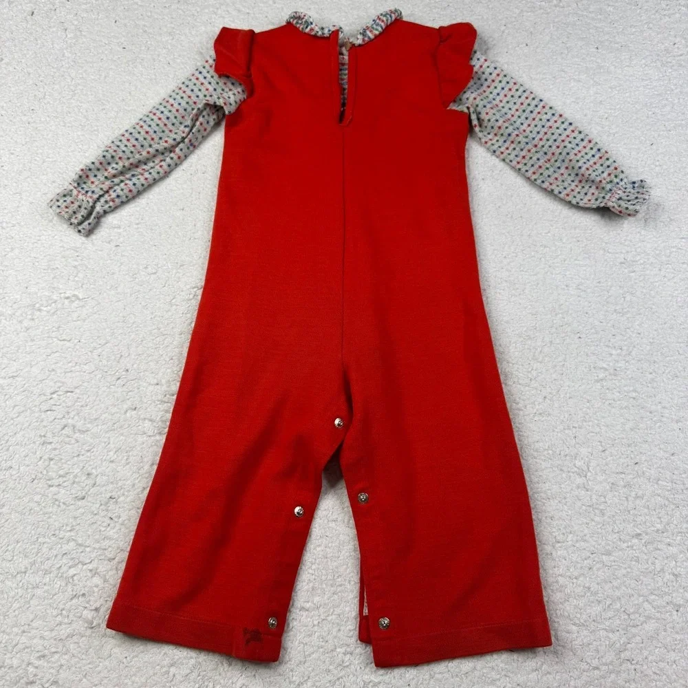 Carters Vtg 70's Red Giraffe‎ Jumper Romper 24 Months